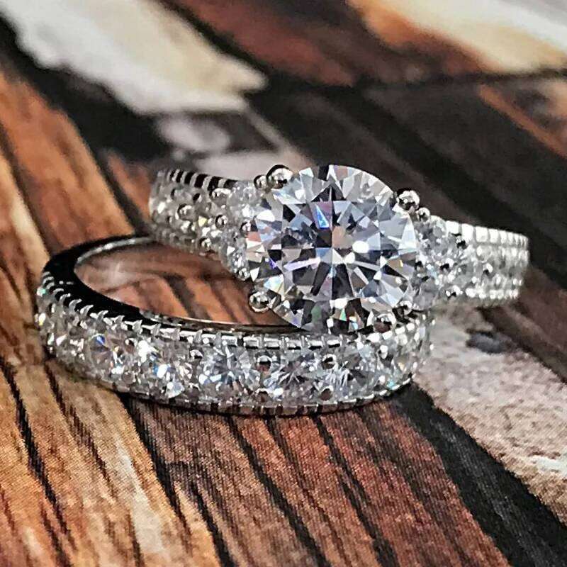 Sweet romantic couple men stainless steel ladies wedding ring set valentine's day jewelry H260312