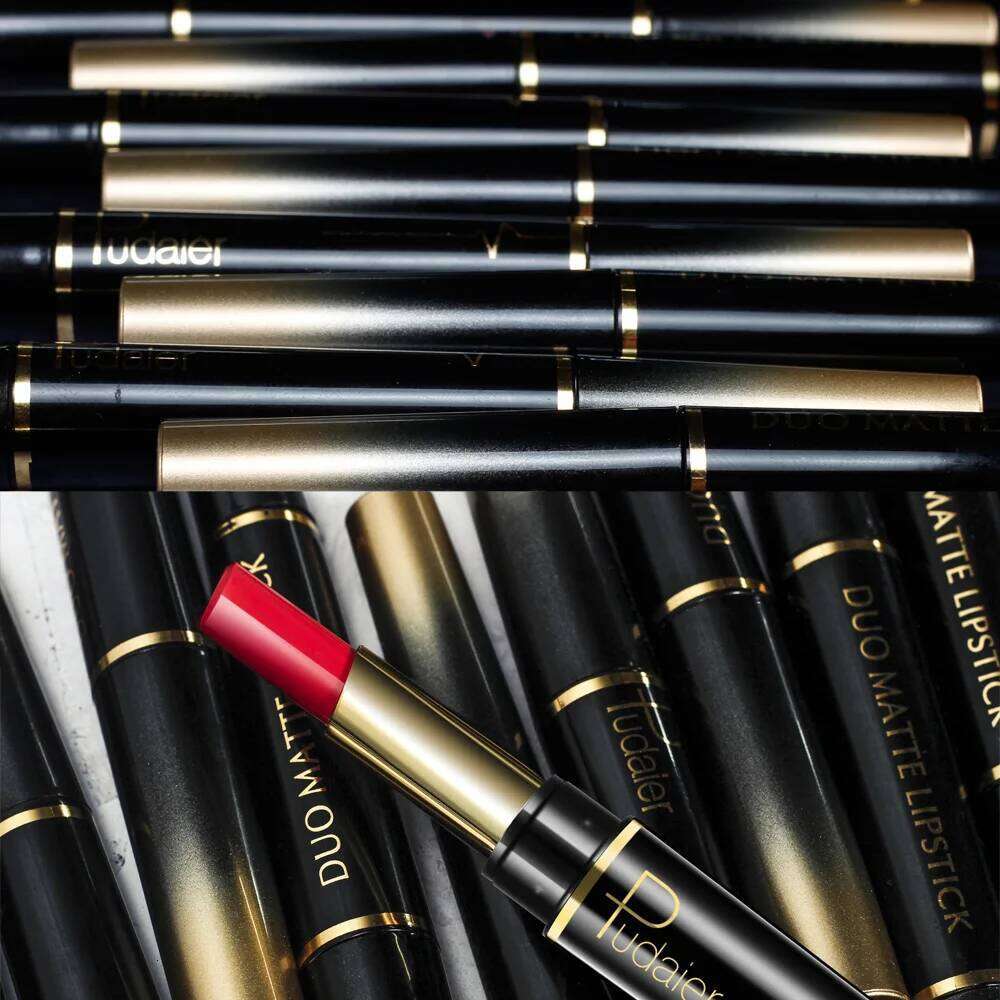 Pudaier Makeup 2 in 1 Matte Lipstick & Liner Nude Stick Pencil Make up Cosmetics Lip Balm Matt Cream Lipbalm Lipliner W260311