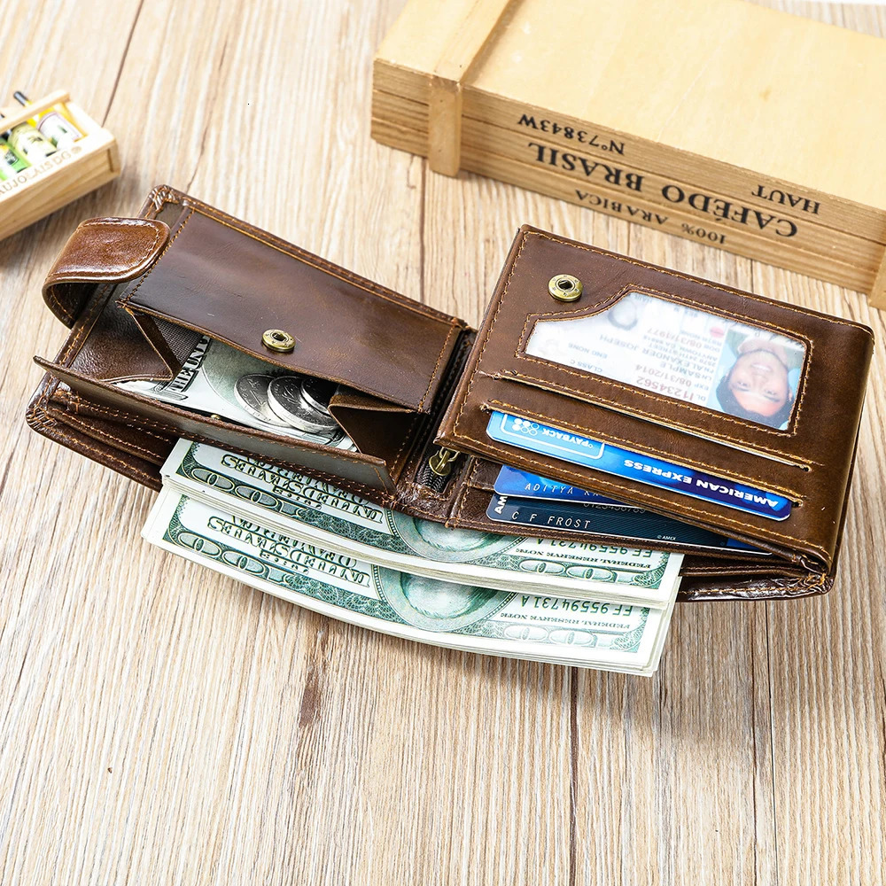 WESTAL RFID er Wallet Men Genuine Leather RFID Wallet Front Coin Pocket Purse Money Bag Leather Card Holder Wallet for Men 260304