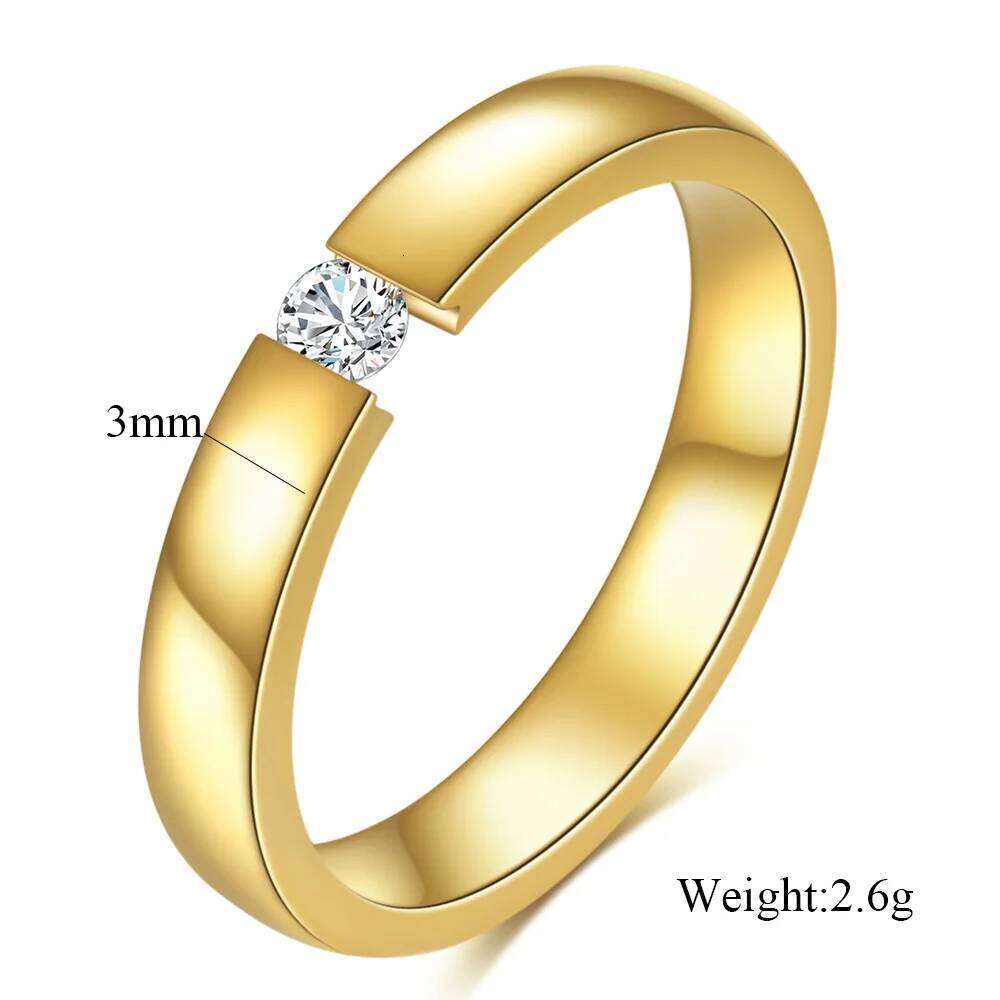 Fashion Solitaire Rings For Women 3mm Thin Stainless Steel Engagement Ring Ladies AAA CZ Stones Wedding Party Jewelry Bands H260312