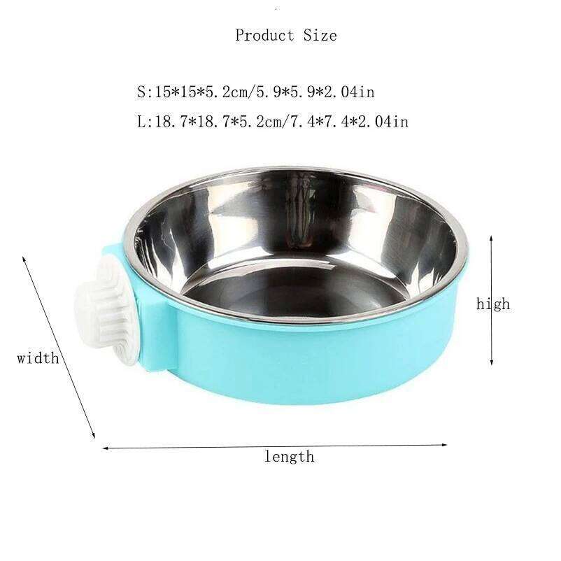stainless steel dog Cat Food anti-upset hanging cage Fixed water bowl fence Pet supplies 26Y0312
