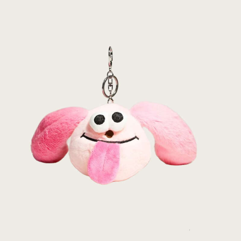 and Adorably Ugly Big-Eared Puppy Sticking Out Tongue Plush Toy, Cute Little Monster Pendant, Cartoon Keychain for Women