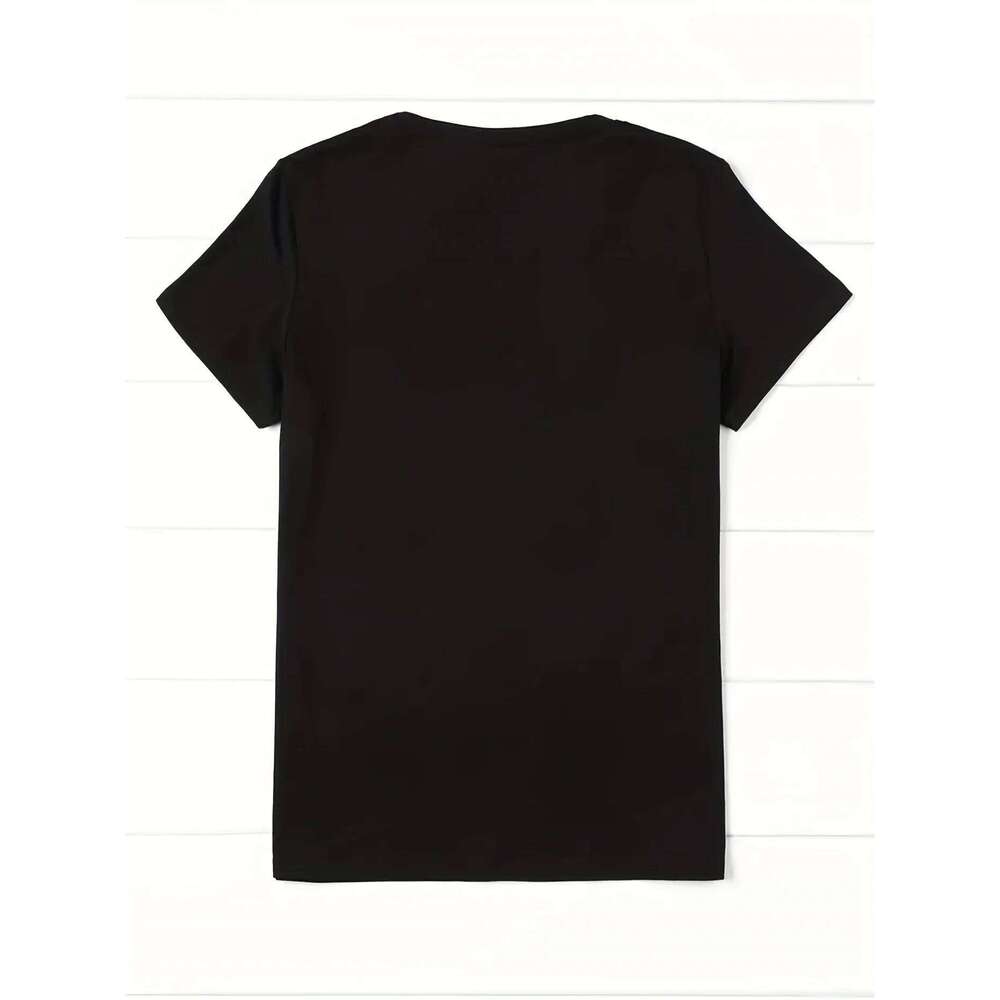 Trendy Adorable Bear and Love Designsprinted with Round Neck for Summer Women's Short Sleeve Tops Fashion Clothing Z260312