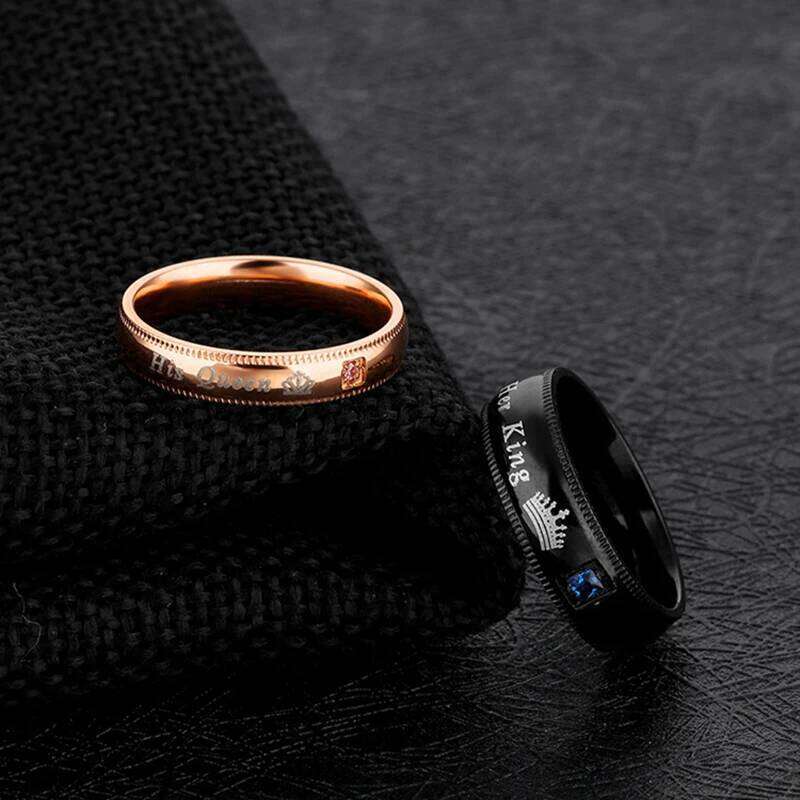 Fashion Couple Rings Her King His Queen Statement Romantic Zircon Crown Ring Anniversary Wedding Band Jewelry Gifts W260311