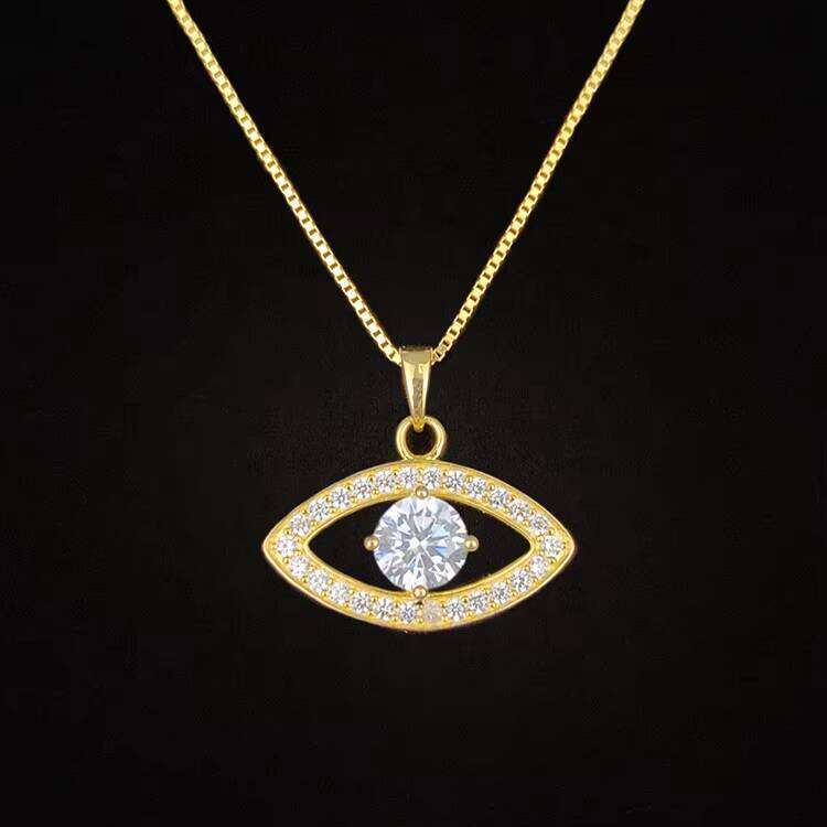 gold Vermeil Pendant Necklace Pure Sier VVS Moissanite Evil Demon Eye Fine Jewelry for Women and Men Gift