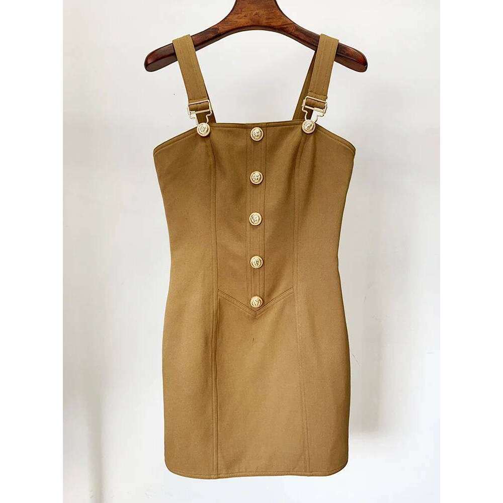 HIGH STREET Newest 2026 Summer Fashion Star Style Designer Women's Lion Buttons Pinafore Dress C260312