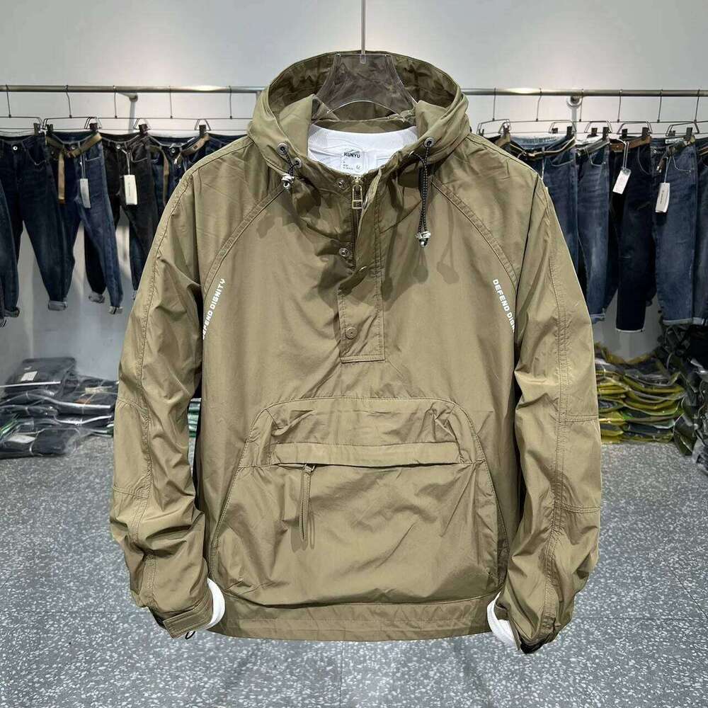 Men's Fashion Long Sleeve Hooded Casual Outerwear with Zipper Pockets Outdoor Work Bomber Baseball Jacket 26H0311