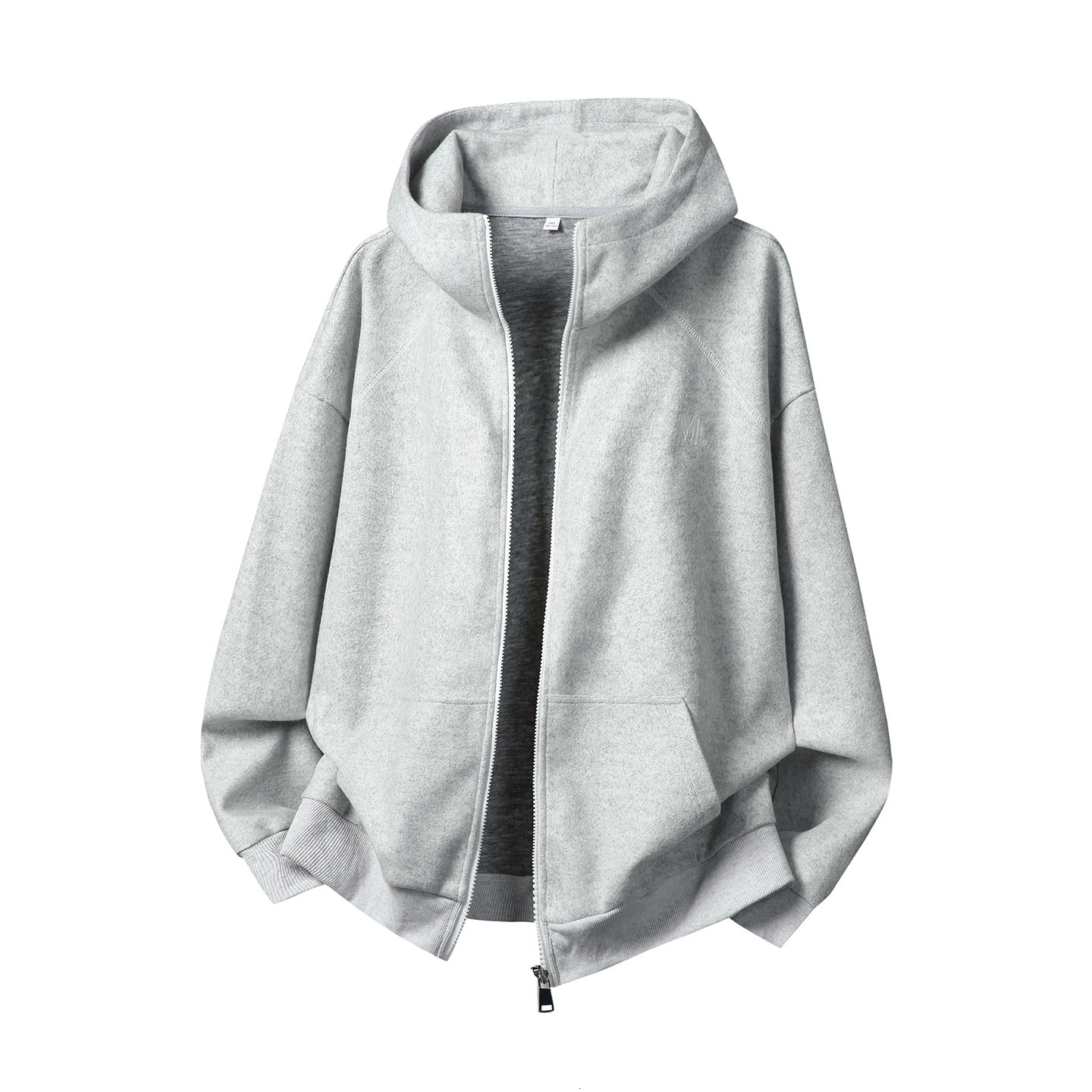Heavy Designer Hoodie Woolen Hooded Sweatshirt Autumn Style Retro Color-block Zipper Cardigan Jacket Textured Thickened Hoodie