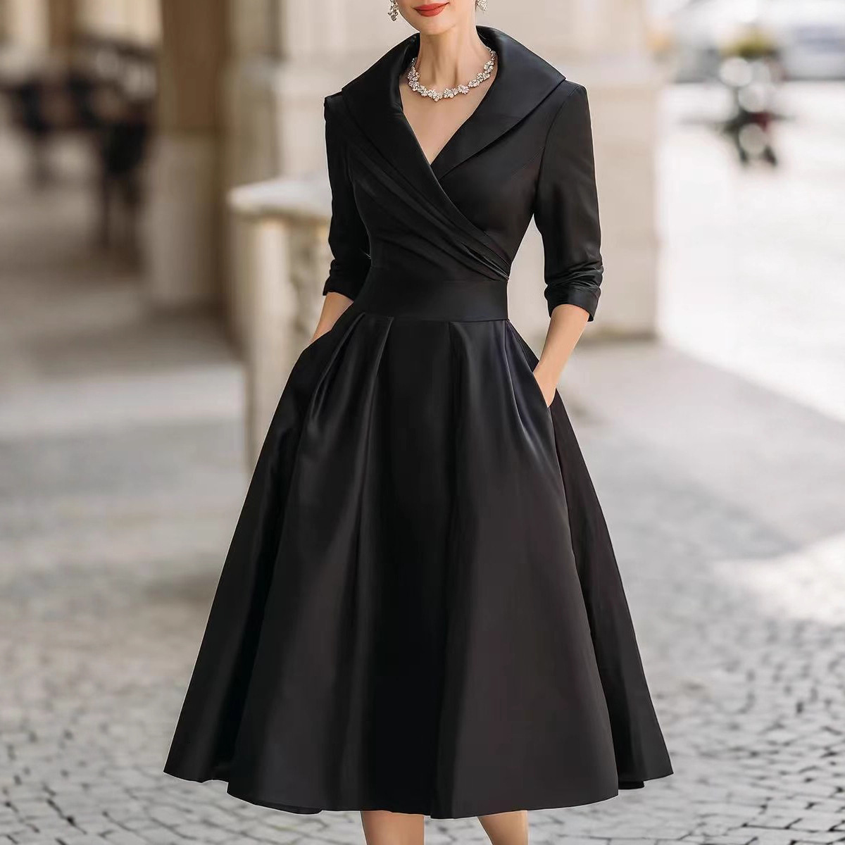 2025 Womens Elegant Formal Slim-Fit Long-Sleeve Dress