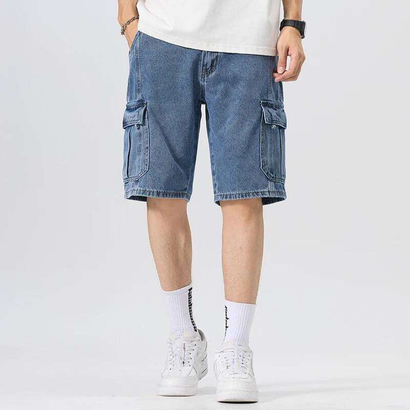 Men's Summer Cool Fashion Denim Jeans Six Pocket Design Regular Fit No Stretch Light Blue Trendy Casual Pants
