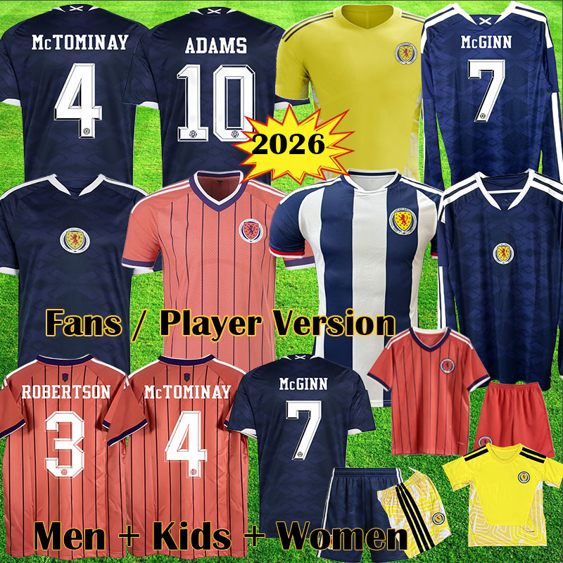 Scotland Soccer Jersey 2026 World Cup GALLACHER MCTOMINAY TIERNEY MCGINN HICKEY Jerseys Home Away Men Women Kids Personalized Version Long Sleeve Football Shirt