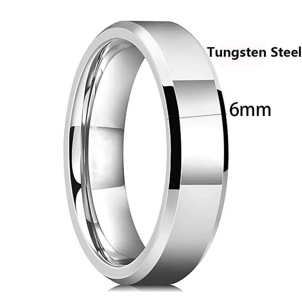 VQYSKO Classic Jewelry 6mm Men Women Simple Rings Polish Double Hypotenuse Tungsten Steel Wedding Band Engagement Ring H260312