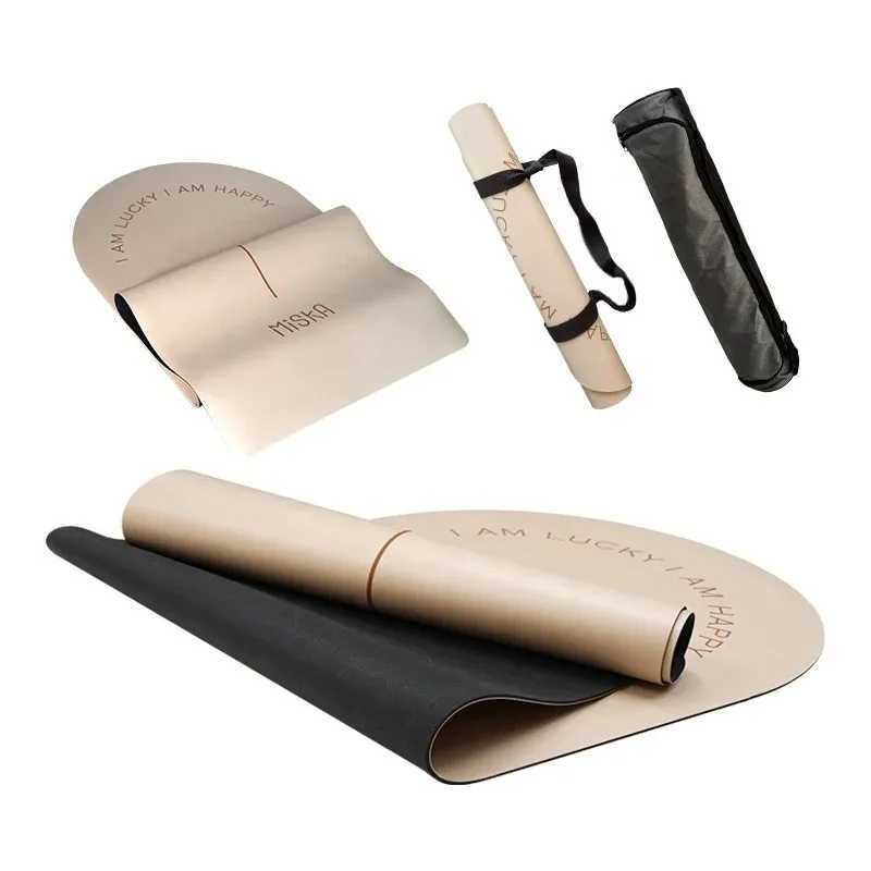 5Mm Thick Curved Oval U-Shaped Coconut Milk Color Beige Matte PU Rubber Grounded Yoga Mat M260312