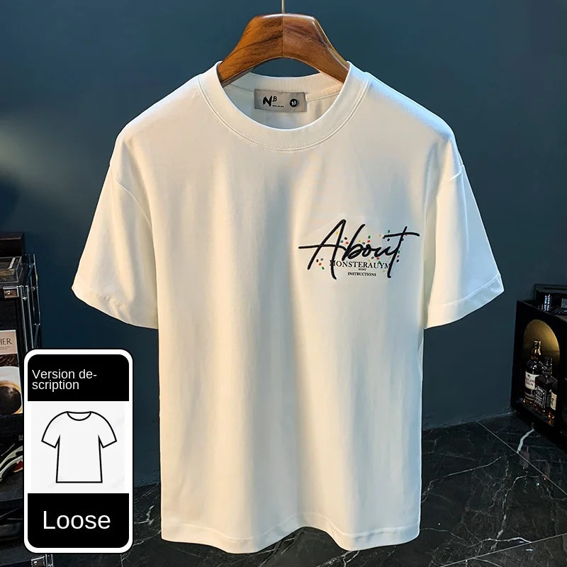 Fashion painted short sleeve Tshirt mens summer thin embroidered highend affordable half top 260228