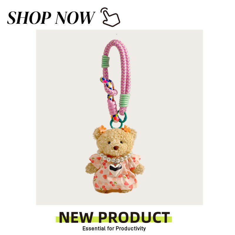 Dopamine Pink Bear Plush Cute Girl Small Doll Pendant Bag Hanging Ornament Best Friend Gift