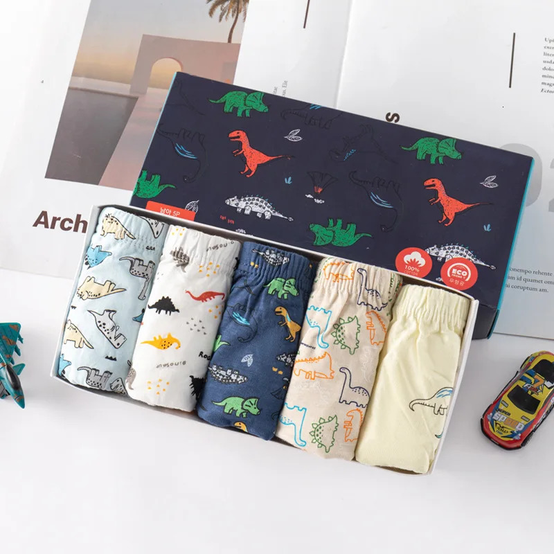 510 Pieces Cotton Kids Triangle Underwear Aged 213 Boys Briefs Dinosaur Print Cartoon Dog Pattern Soft Toddler Underpants 260311