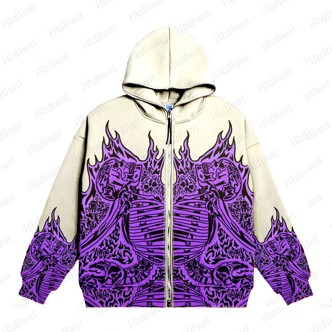 Luxury Brand Designer Clothes Foreign Trade Sweatshirt Streetwear Retro Skull Hoodie Zipper Hoodie Gothic Style Hooded Sweatshirt