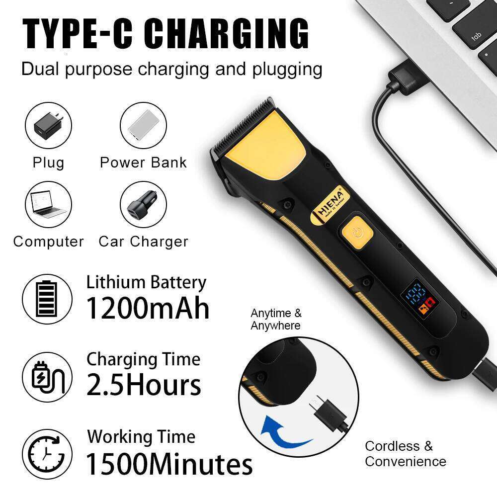 HIENA Professional Electric Clipper Barber Hair Cutting Machine 9000 RPM Haircut Metal Trimmer for Men C260312