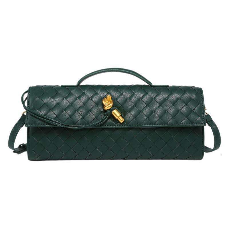 Cross-border bestseller: new summer model, purely handmade horizontal woven lock stick bag, high-end versatile fashion crossbody clutch bag
