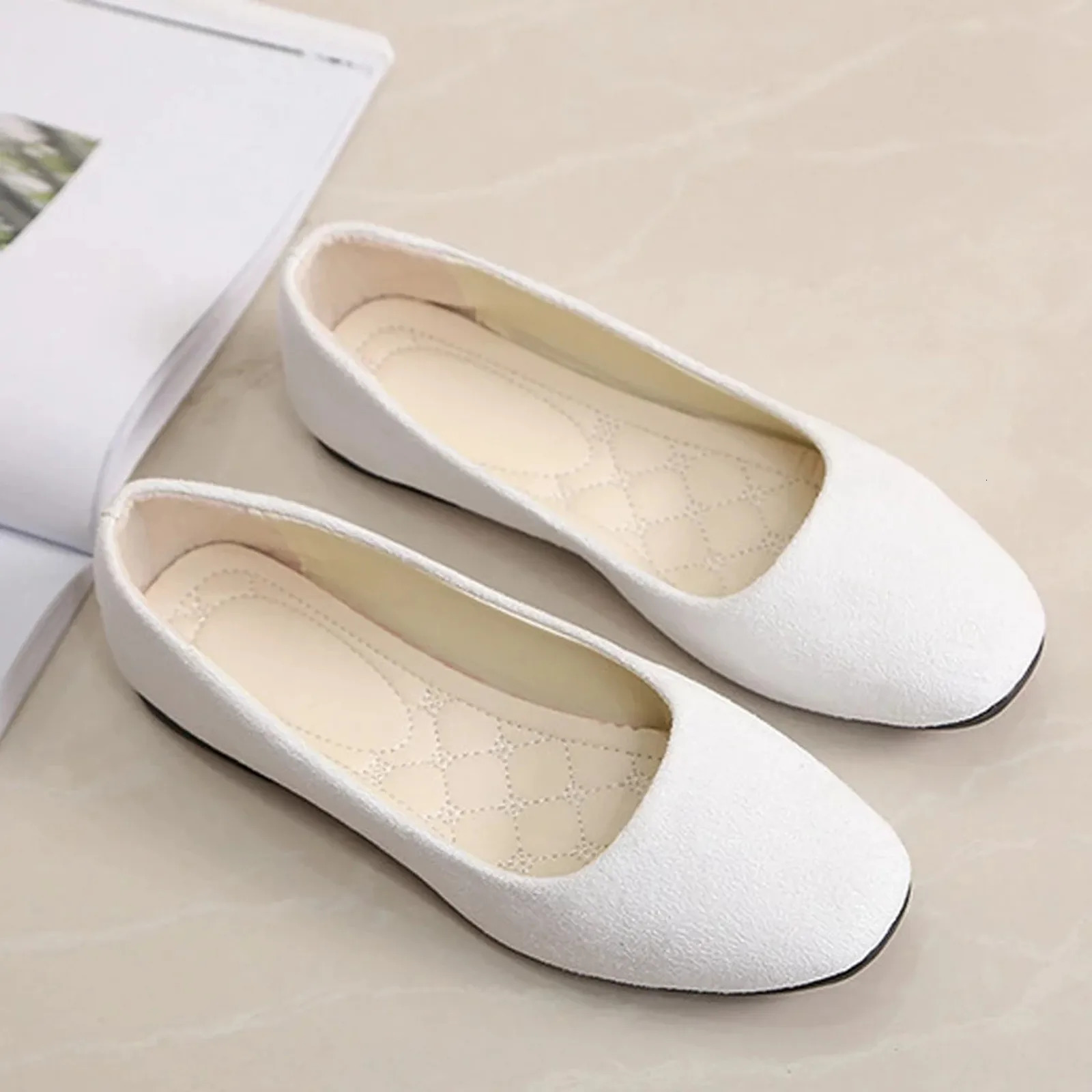 Women Suede Loafers Flat Heel Shallow Female Shoes Spring Summer Square Toe Basic Concise Pumps Size 3643 260306