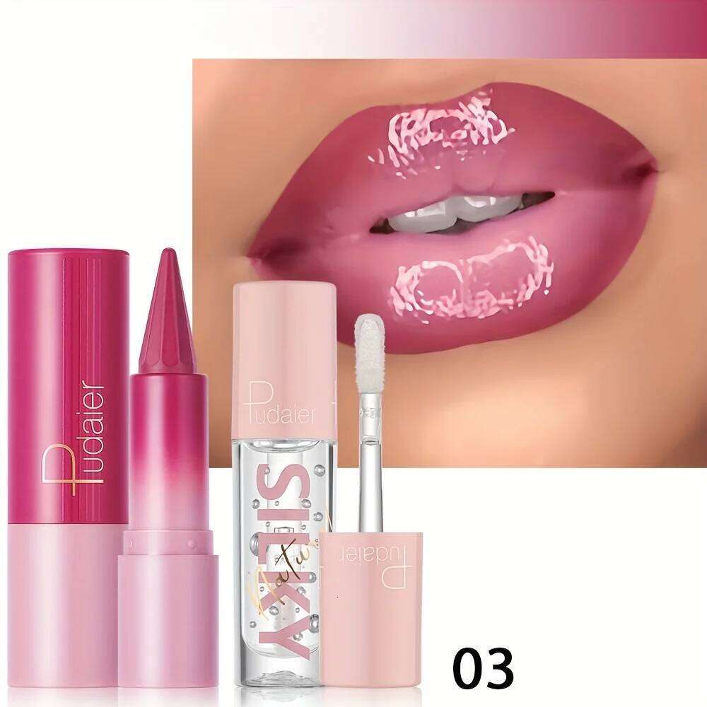 Silky Smooth Lipstick & Nourishing Lip Oil Set - Create Versatile Stunning Looks with Long-Lasting Hydration W260311