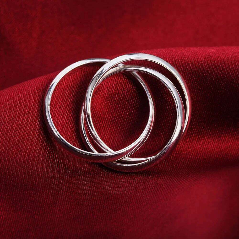 925 Sterling Silver Rings For Women Simple three circles size 5/6/7/8/9/10 Fashion Party Gifts Girl student Charm Jewelry H260312