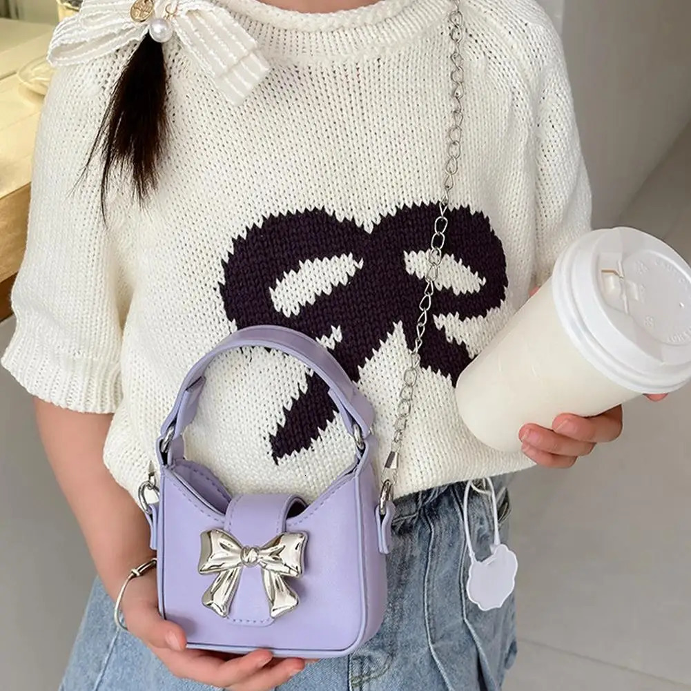 Korean Style Girl Princess Bag Cute Sweet Bow Chain Crossbody Bags for Girls Bowknot Hand Toddler Purses and Handbags Gift 260311