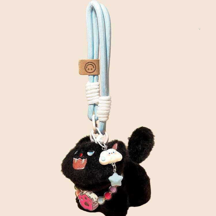 Girly Pink Fluffy Charm Cute Cat Keychain Plush Toy Bag Pendant Gift