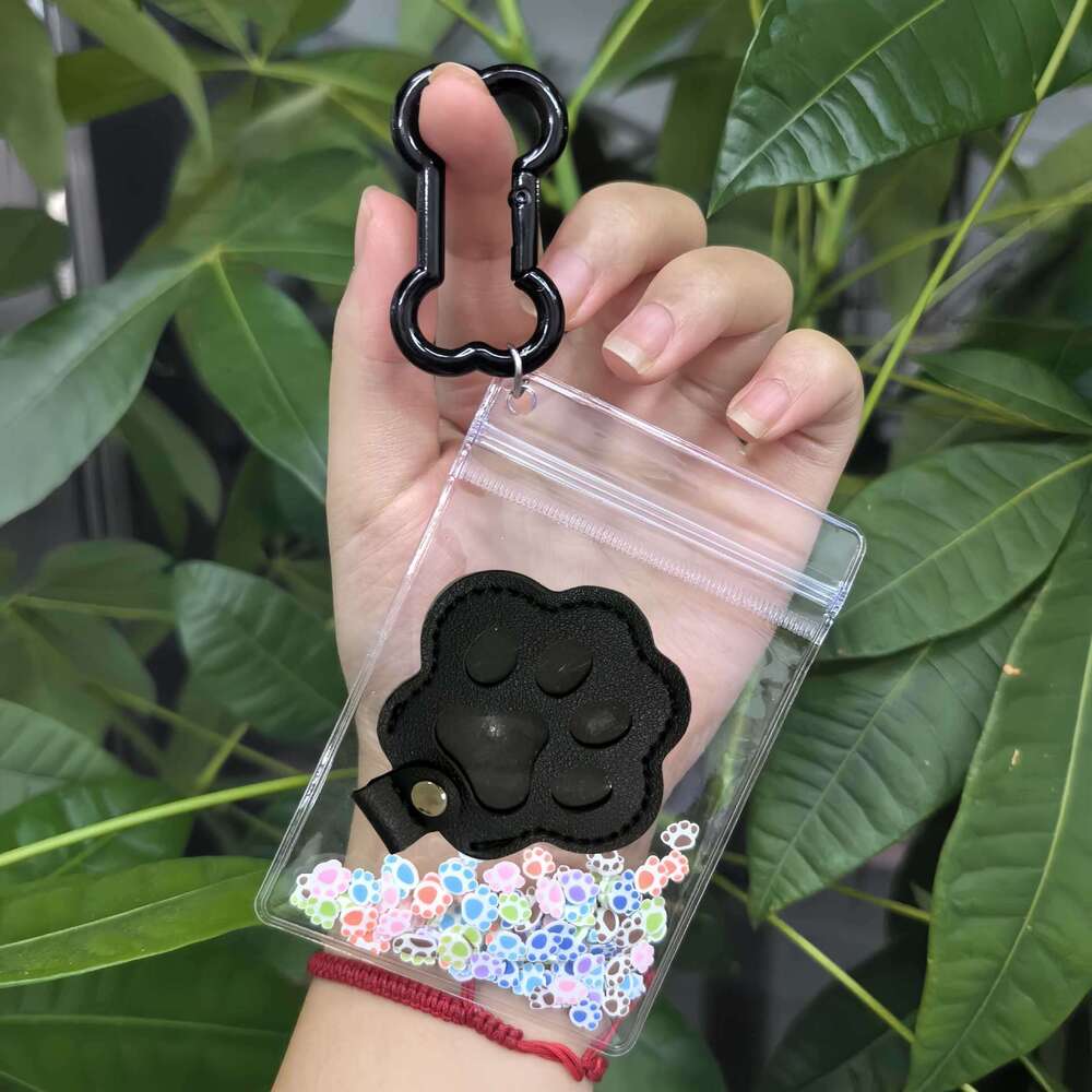 PU Storage Bag Commemorative Keychain for Dog and Cat Hair Paw Print Pendant Pet Ornament