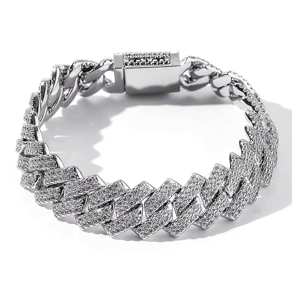 BES 14MM Custom Hip Hop Jewelry Iced Out 925 Sterling Prong Setting VVS Lab Moissanite Cuban Link Chain Necklace Hip Hop for Man