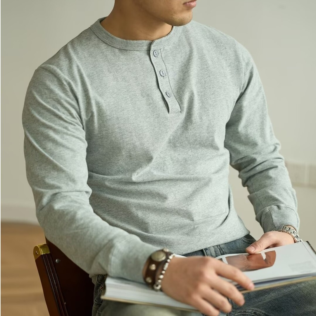 Fall New Large Size Casual Simple Retro T-shirt For Teenagers Long Sleeve Designer Hoodie Men's Underlay Shirt