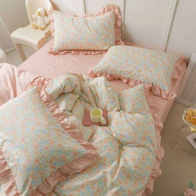 100% Cotton Bedding Four-piece Set Skin Friendly Breathable Sheet 2 Pieces Pillowcase Bedroom Twin Size Bed Quilt Cover H260312