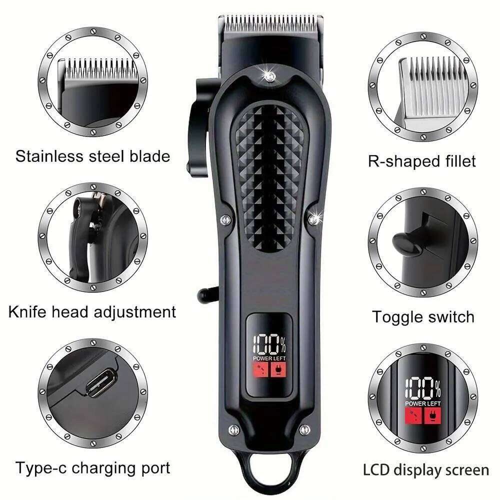 Professional Cordless for Men Electric Barber Clipper & Trimmer Rechargeable Men's Hair Cutting Tools C260312