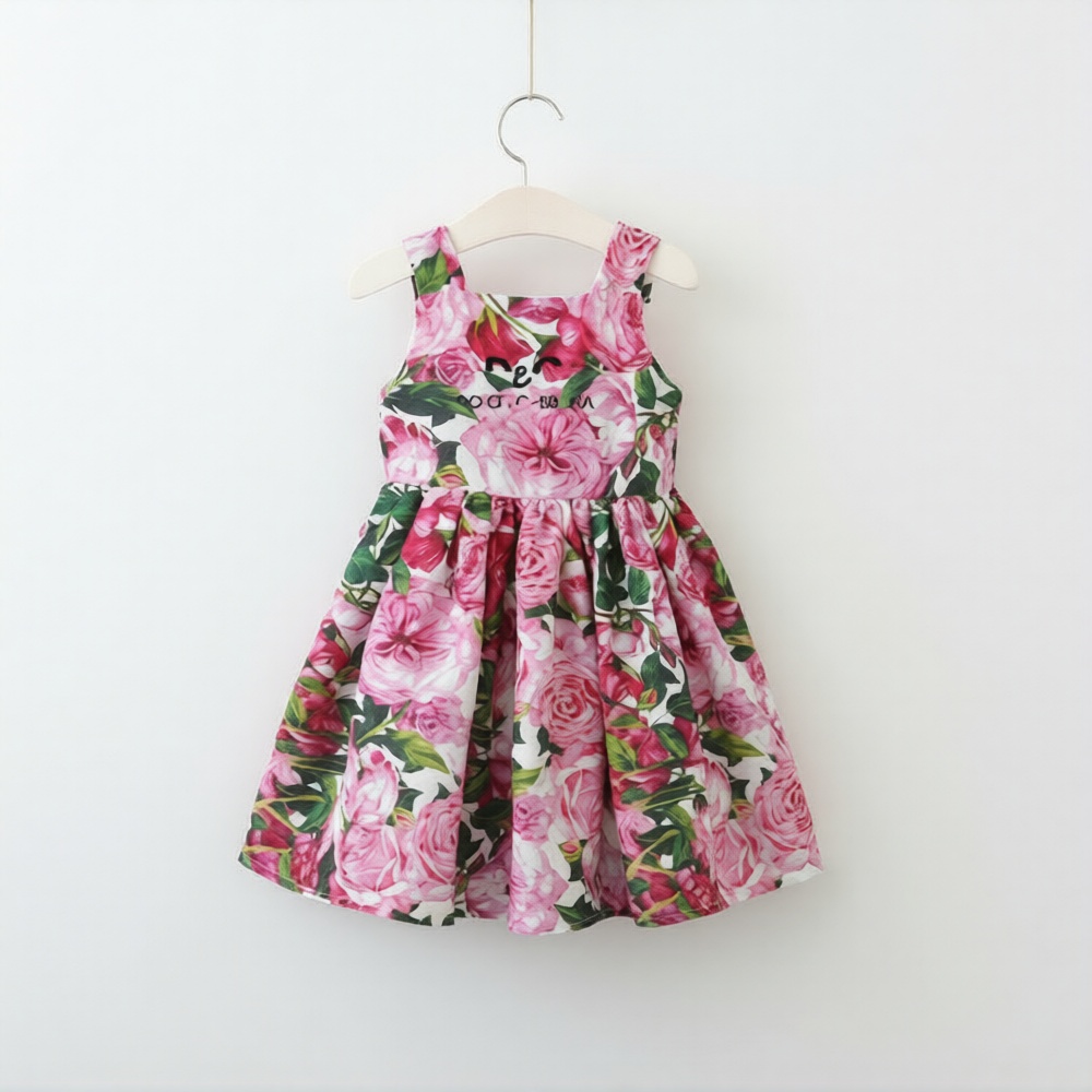 kids designer Children's skirts spring summer luxury girls full printed short-sleeved dresses baby skirts Princess Dress Girl's Dresses