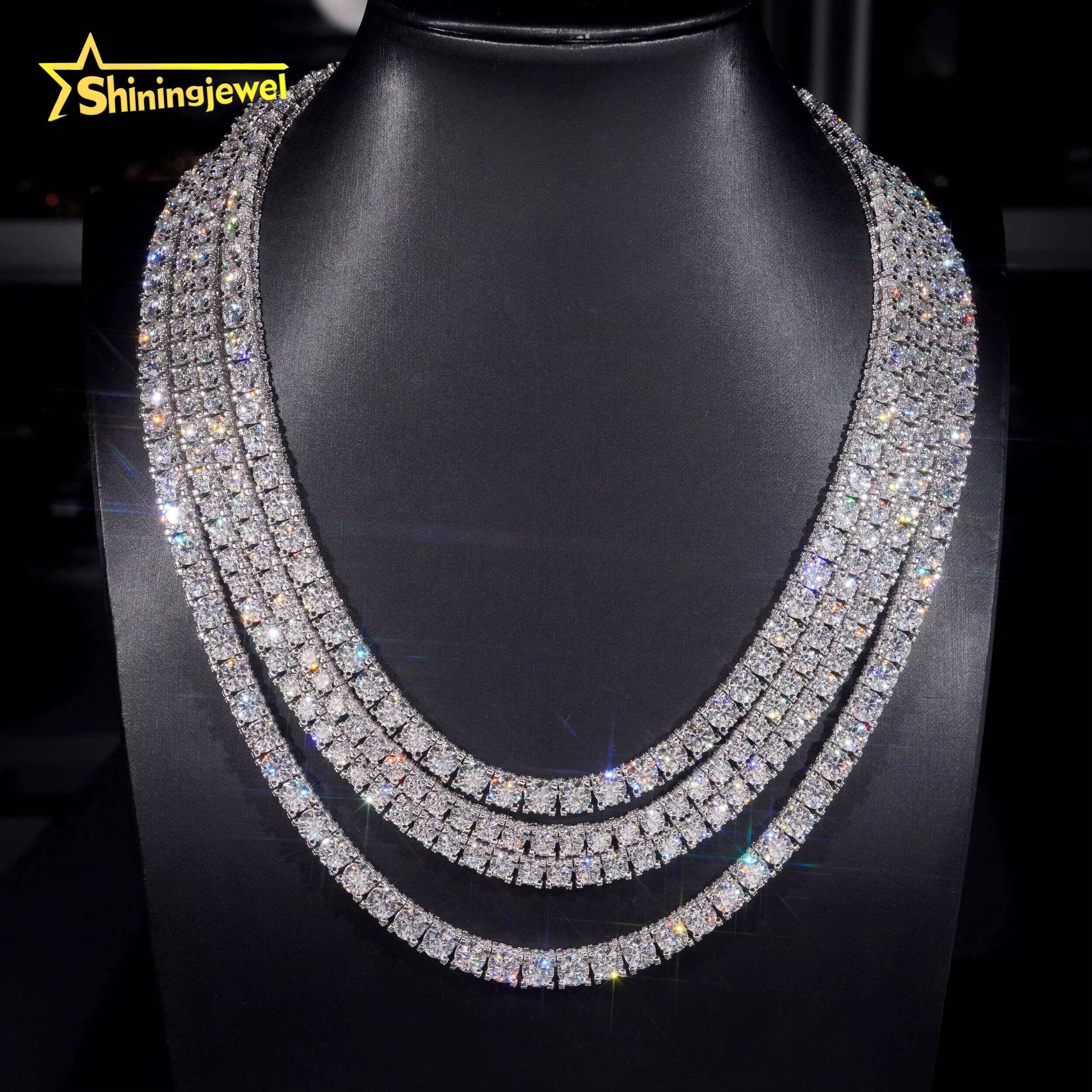 Street Hip Hop 5mm 65mm Moissanite 925 Sterling Silver Table Tennis Necklace for Men for Boyfriends Gift