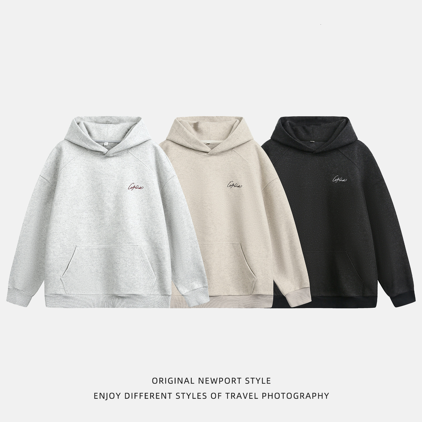 Heavyweight Textured Woolen Hooded Sweatshirt Designer Hoodie Autumn Style Split Structure Color-block Embroidery Trendy Loose Hoodie Jacket