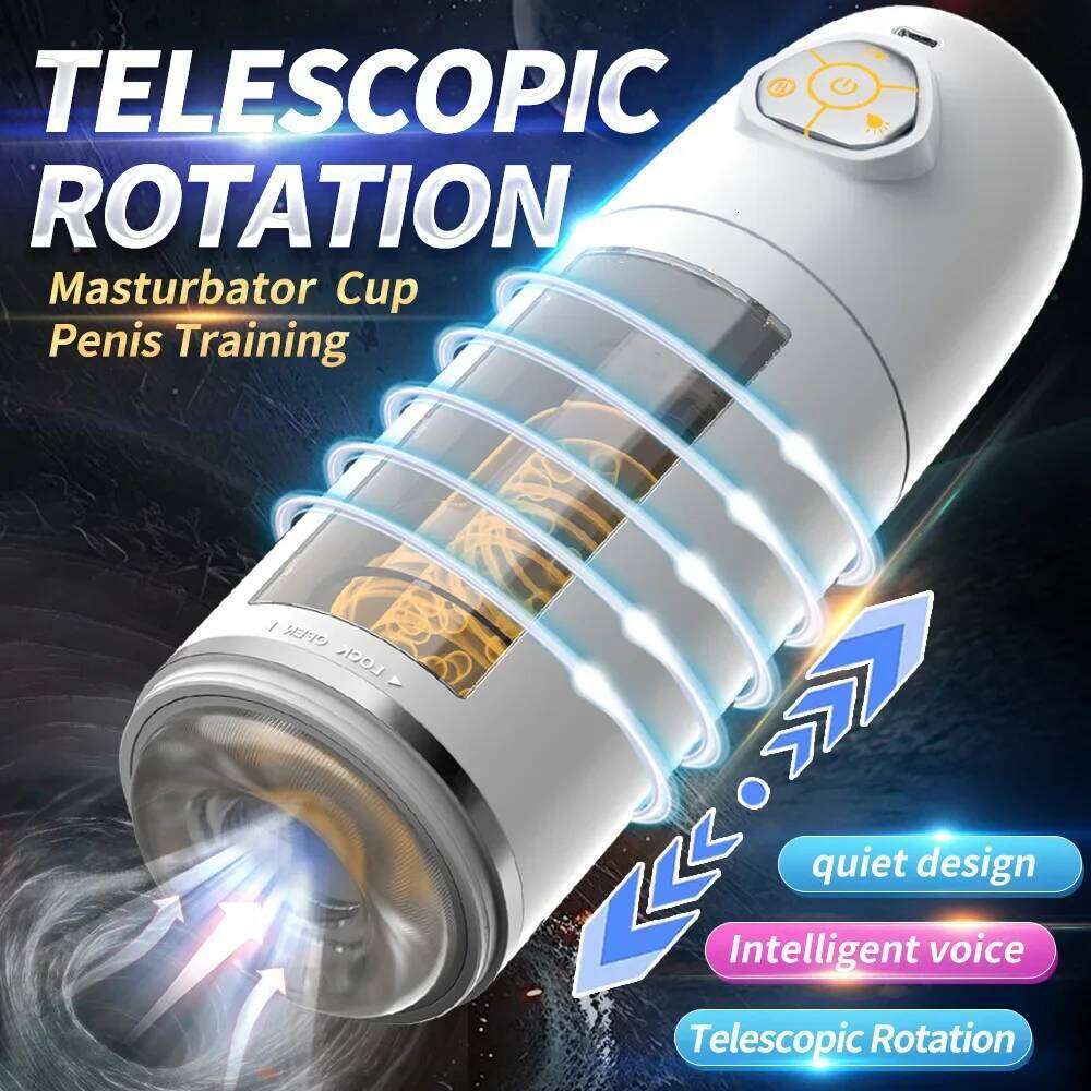 Automatic Telescopic Male Masturbation Cup Rotating Pocket Pussy Vibrators Realistic Vagina Penis Pump Sensation Sex Toys Z260312