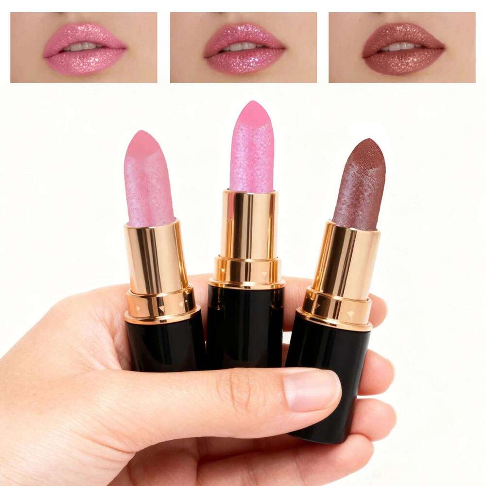 3 Colors Glitter Lipstick Diamond Lip Gloss Waterproof Long Lasting Sexy Pearlescent Lipgloss Christmas Stage Makeup Cosmetic W260311