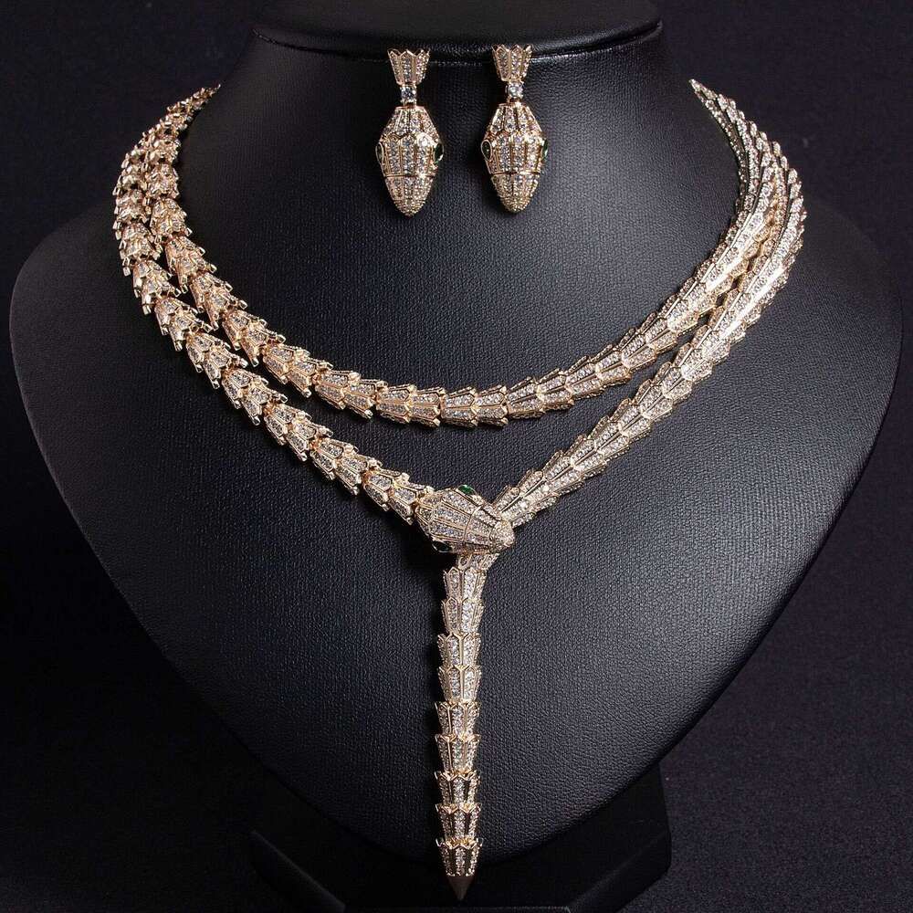 Accessories Fashionable Vintage Luxury Snake Chain Necklace Fully Diamond-Set Women's Party and Wedding Jewelry Couples Gift