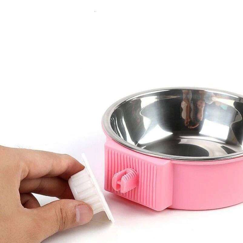 stainless steel dog Cat Food anti-upset hanging cage Fixed water bowl fence Pet supplies 26Y0312