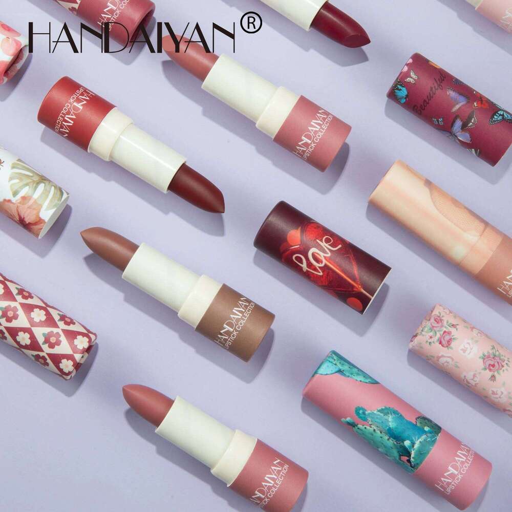 Handaiyan 8 Colors Matte Waterproof Velvet Nude Lipstick Sexy Red Brown Lip Matt Pigments Makeup Long Lasting Profissional W260311