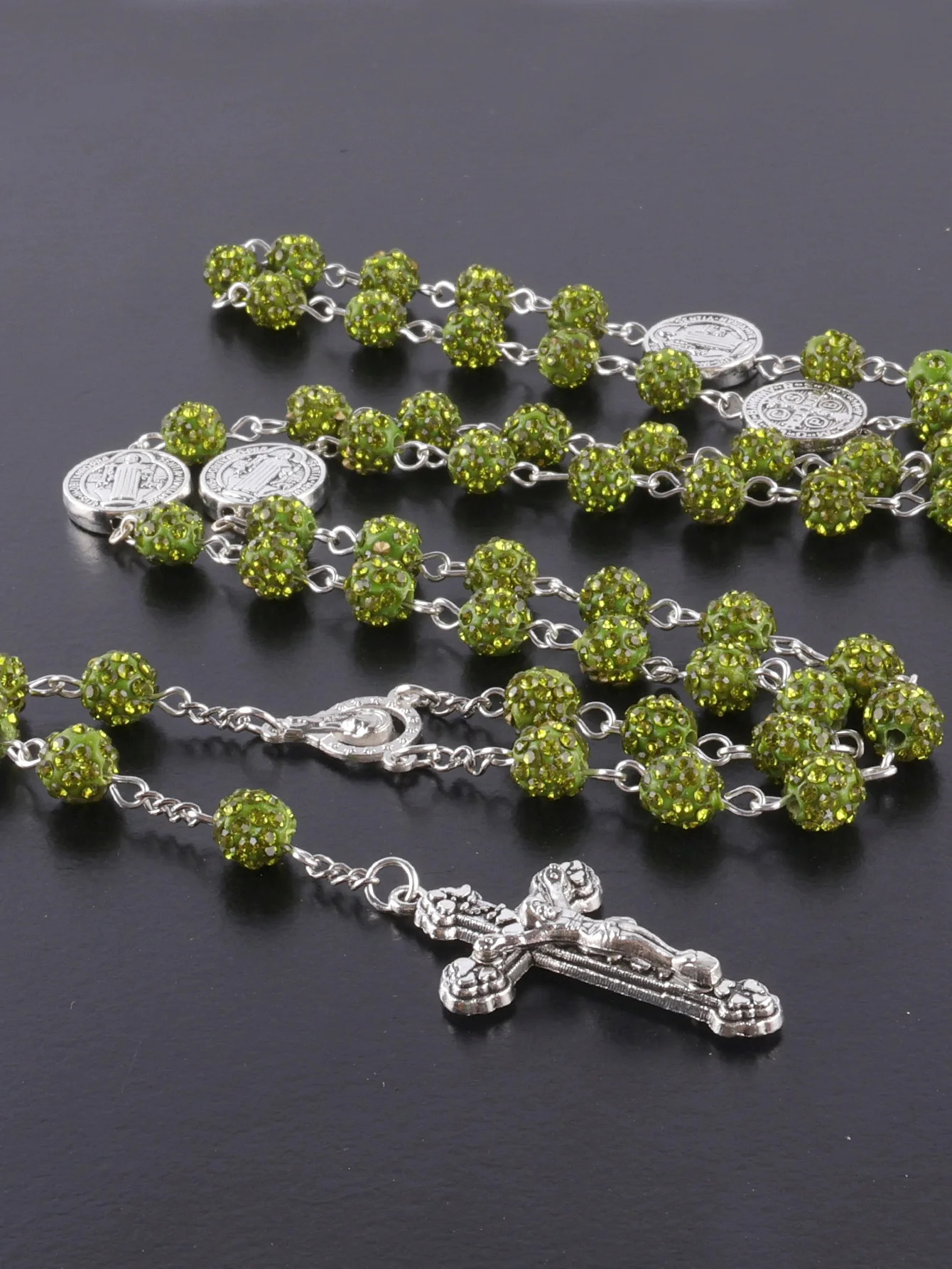 1 piece retro classic multi-color 8mm round rosary DIY pure handmade work cross religious necklace mens and womens jewelry gif 260311