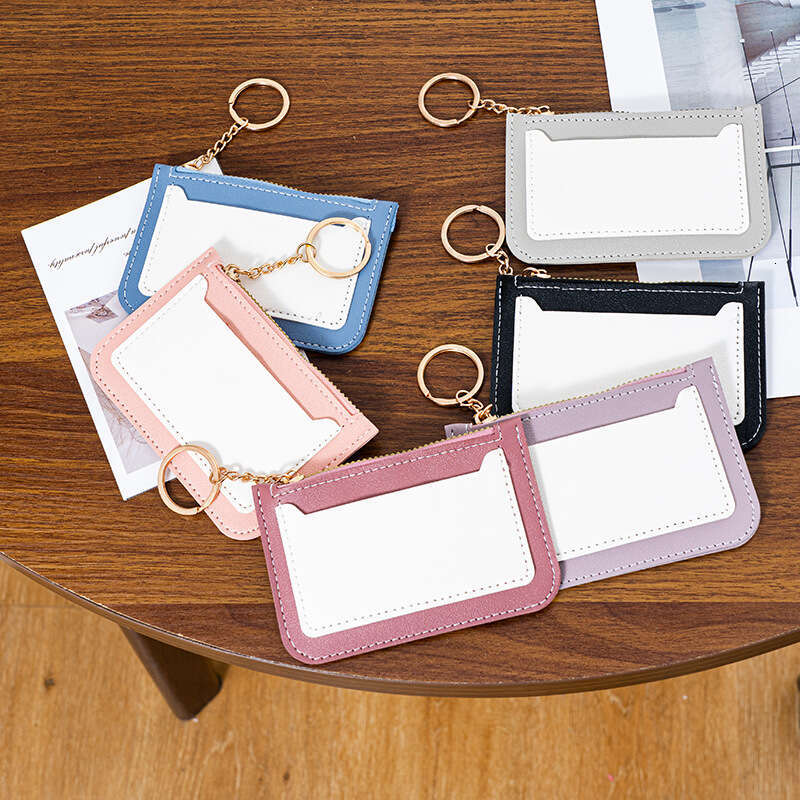 Luxury fashion wallet New Women S Ultra Thin Holder Card Case Korean Version Candy Color Student Easy To Carry Color Block PU Coin Purse