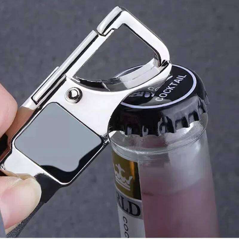 Custom Cowhide Bottle Opener Leather Metal Keychain Multifunctional Key Chain Laser Engrave Car Keyring for Men and Women