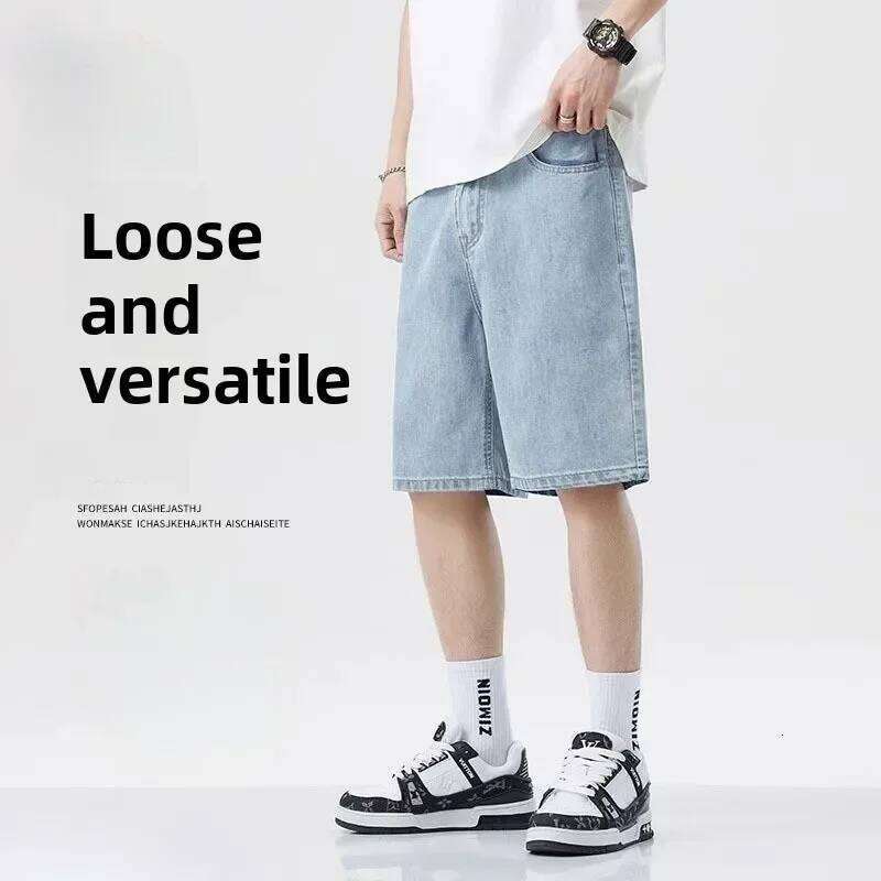 2025 Summer Classic Shorts Jeans Men Denim Pants Straight Stretch Casual Cool Thin Knee Length Blue Fashion Brand Daily Trousers