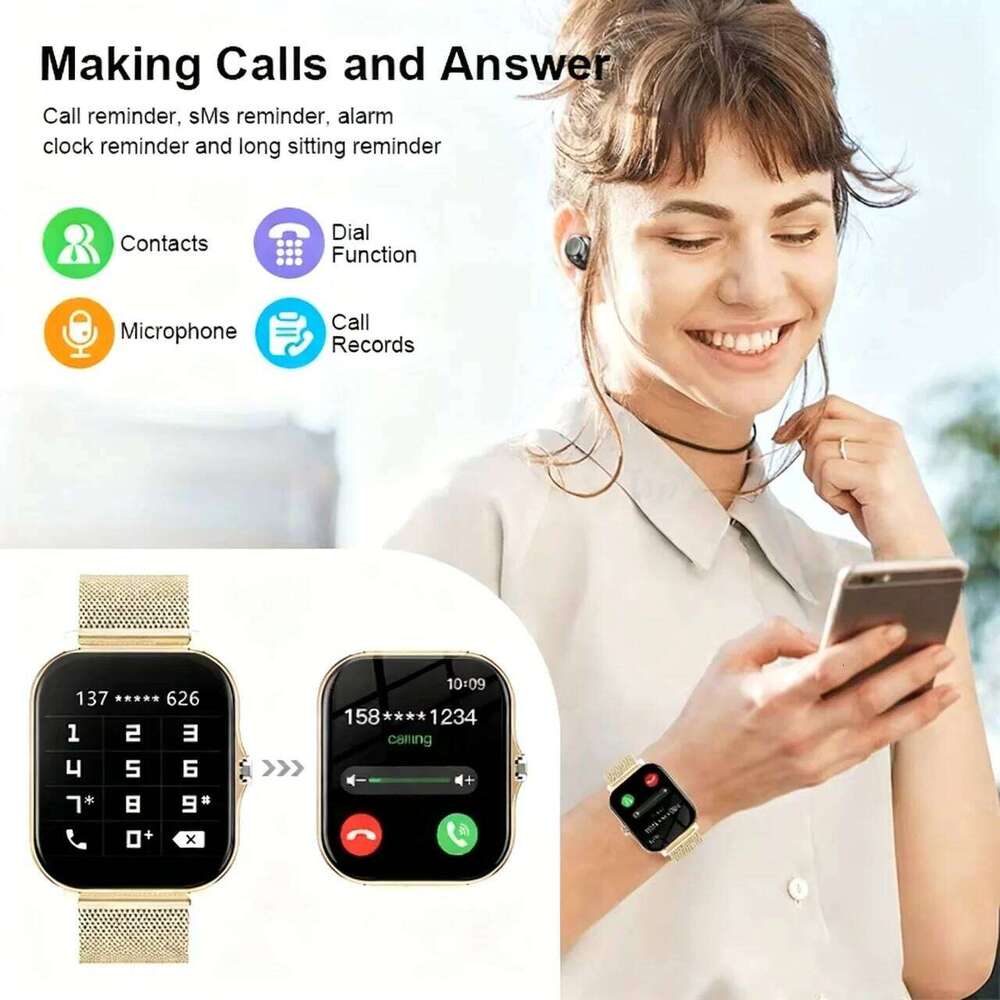 LAXASFIT Fashion Smartwatch Watch Faces DIY Bluetooth Calling 1.83-inch HD Voice Assistant Message Alerts Men and Women
