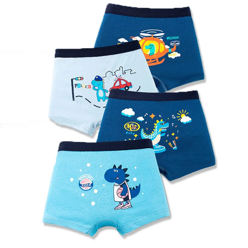 4Piece Boys Boxer Briefs High Quality Comfortable Cotton Children Boxers Shorts Car Dinosaur Various Patterns Kids Underwear 260311