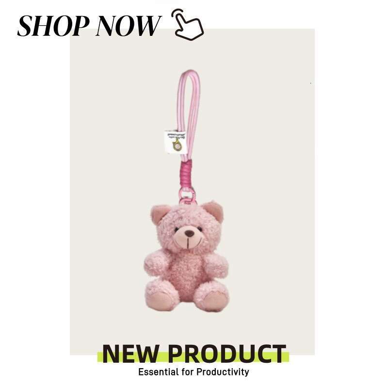 Cute pink bear toy bag pendant, new plush accessory