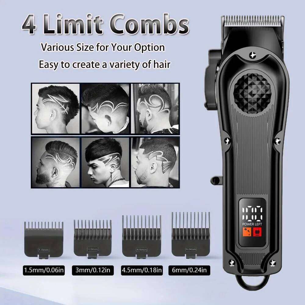 Professional Cordless for Men Electric Barber Clipper & Trimmer Rechargeable Hair Cutting Tools C260312