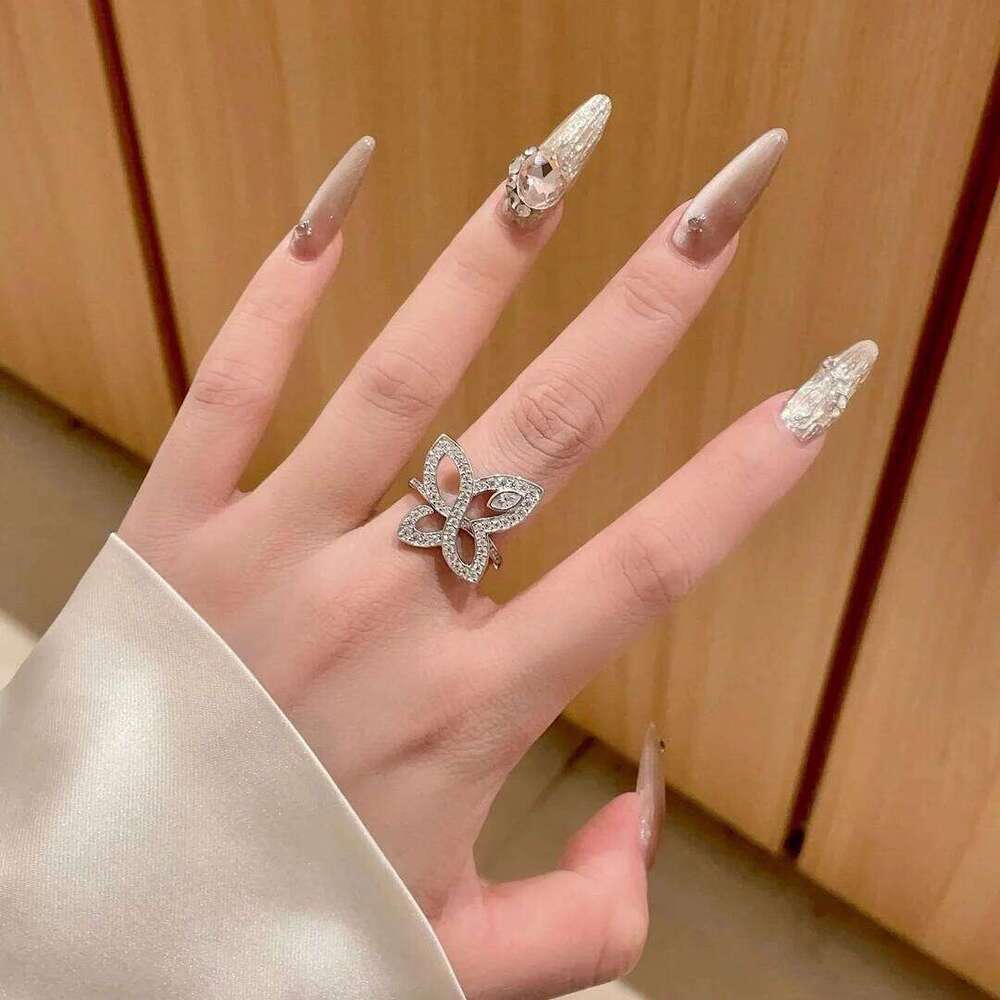 Fine Jewelry 925 Sterling Silver women's Classic and Dynamic Design style full Diamond Butterfly Ring, Romantic Engagement gift H260312